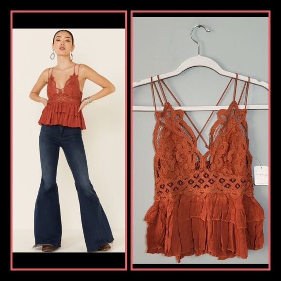 NWT Ultrafem Adella Cami Lace Ruffled Tank Top Size XS Burnt Orange - Picture 1 of 14